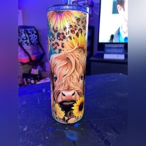 Sunflower Highland Cow Tumbler